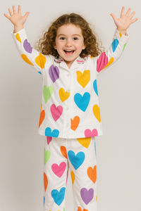 Multi-Coloured Heart Pajama Set - Night Wear