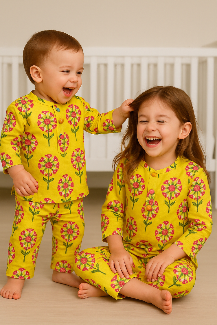 Yellow Floral Cotton Co-ord Set