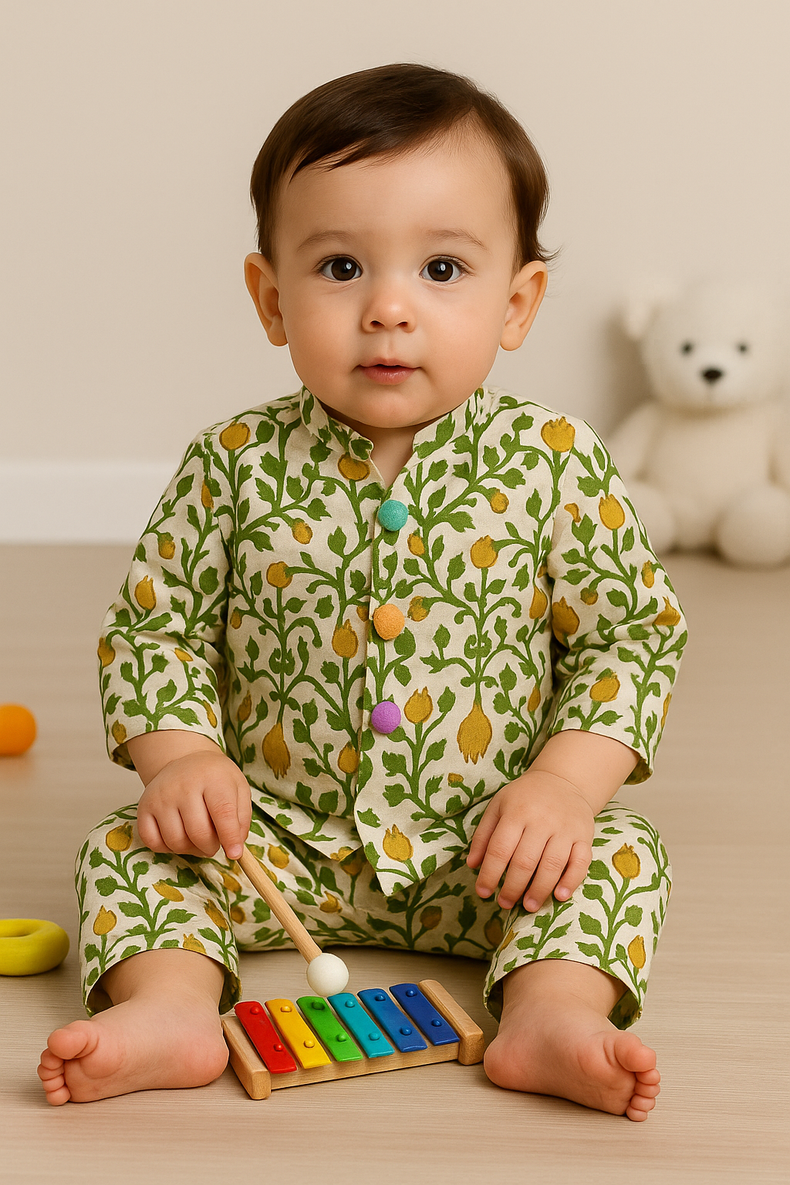 Yellow Green Cotton Co-ord Set