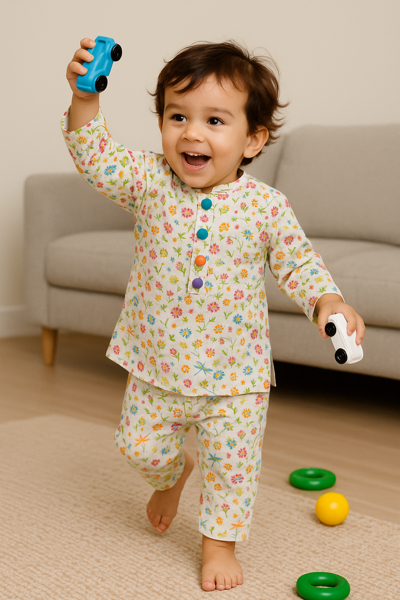Multi-Coloured Floral Cotton Co-ord Set