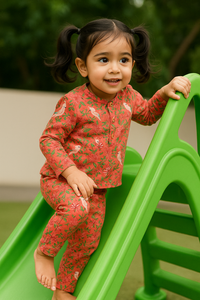 Peach Floral Cotton Co-ord Set