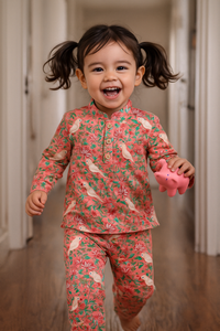 Peach Floral Cotton Co-ord Set