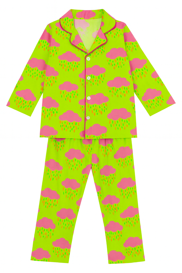Pink Clouds Pajama Set - Night Wear