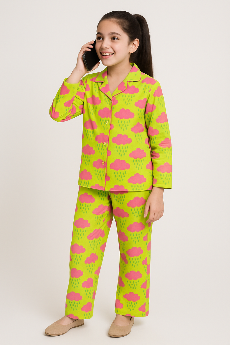 Pink Clouds Pajama Set - Night Wear