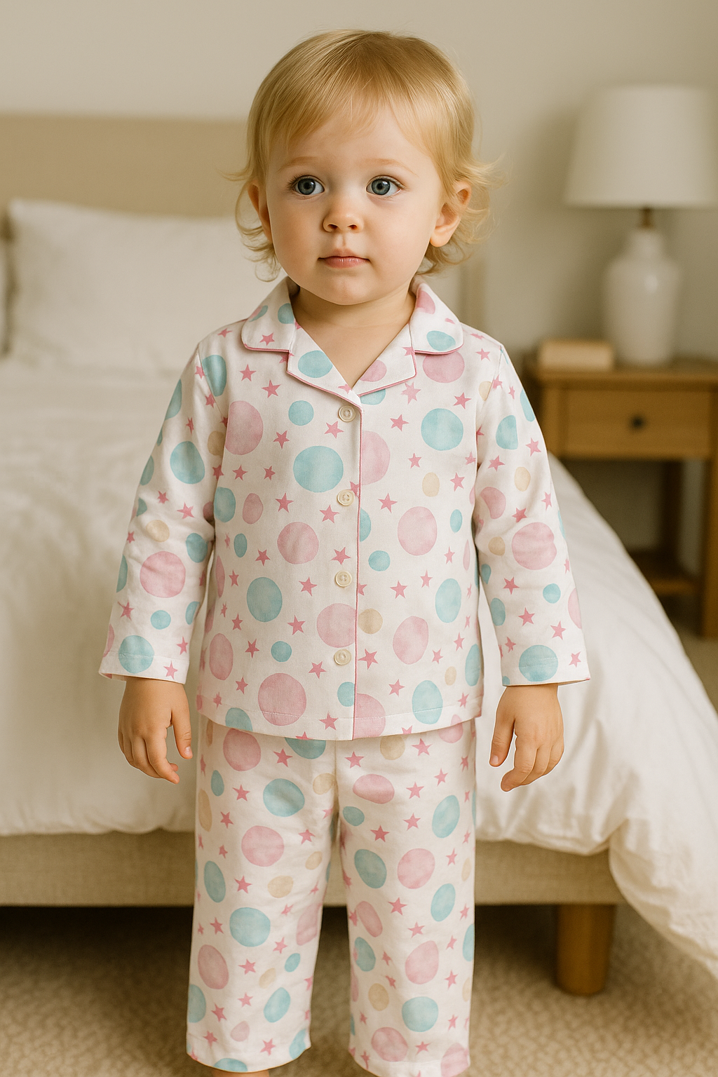 Starry Dots Pajama Set - Night Wear