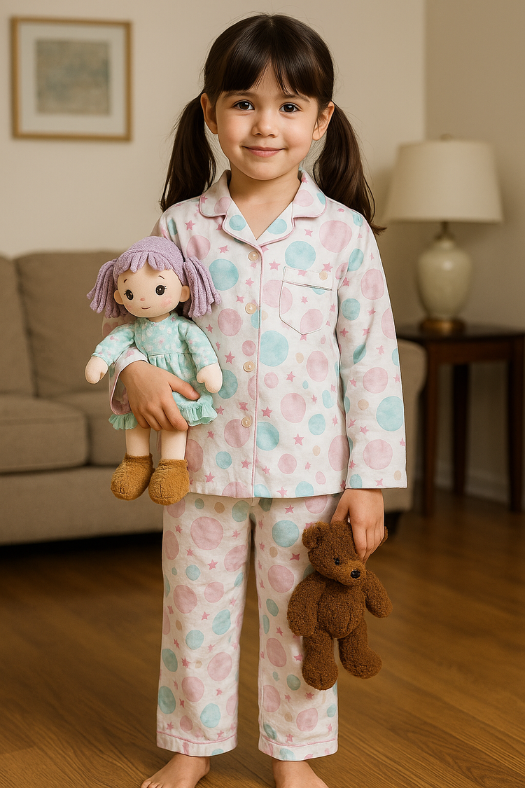 Starry Dots Pajama Set - Night Wear