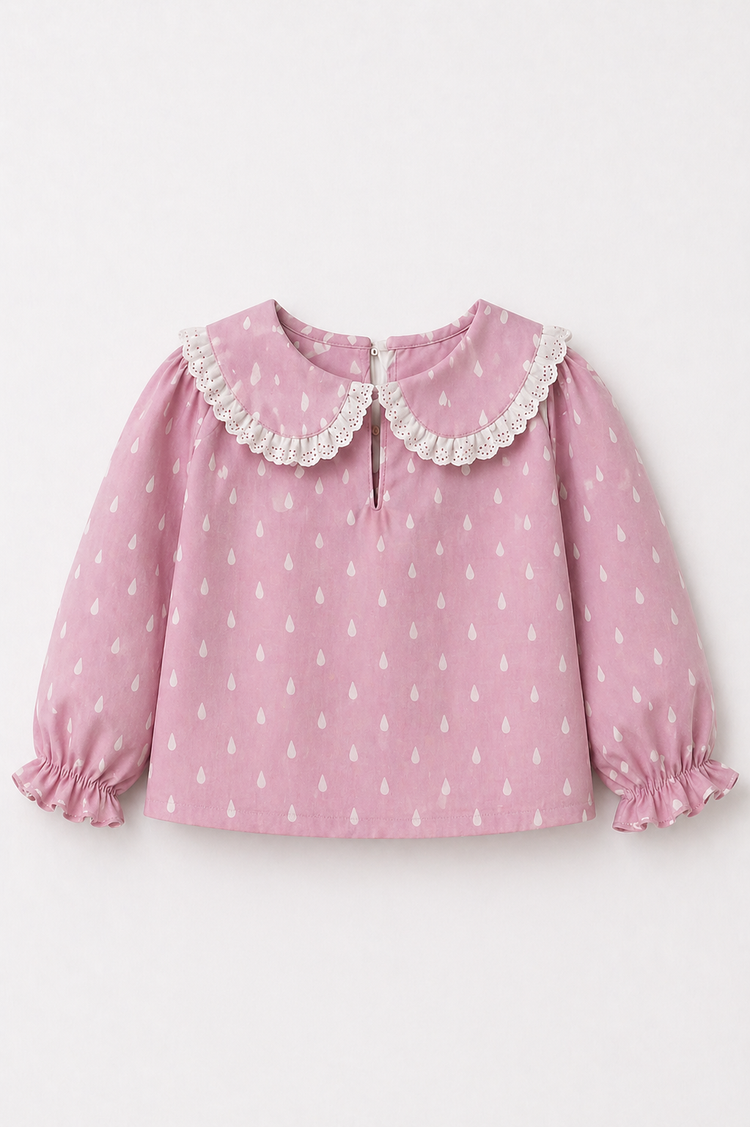 Pink and white Raindrops Night Suit