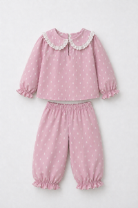 Pink and white Raindrops Night Suit