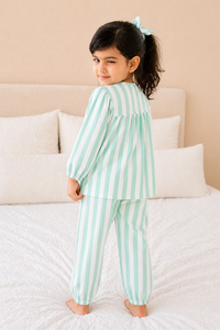 Mint Green Stripes Night Suit