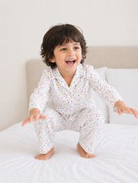 Multicolor polka spots Night Suit