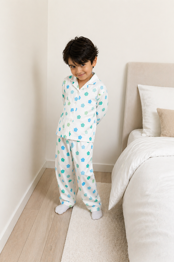 Teal Blossom Night Suit
