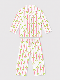 Pink and Green Leaves Night Suit