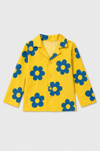 Yellow Blue Flower Night Wear