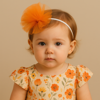 Tangerine Flower Organza Bow Hairband