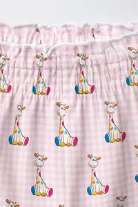 Pink Gingham Giraffe Baby Co-ord Set