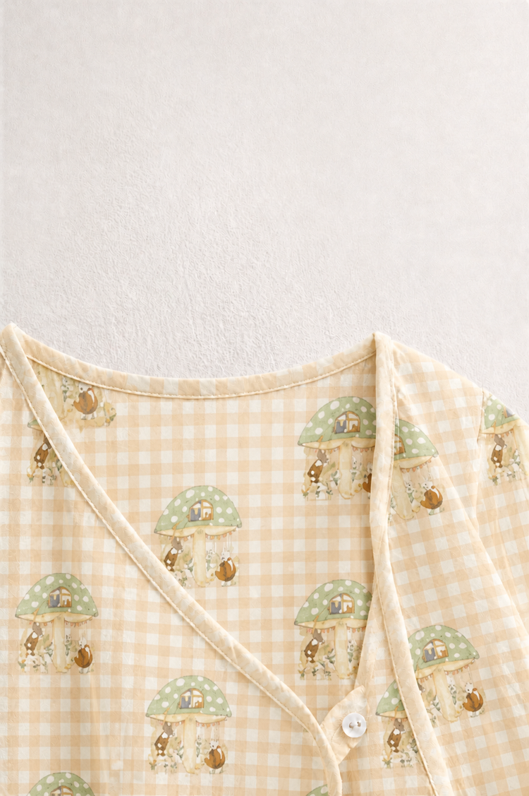 Mushroom Gingham Wrap Baby Co-ord Set