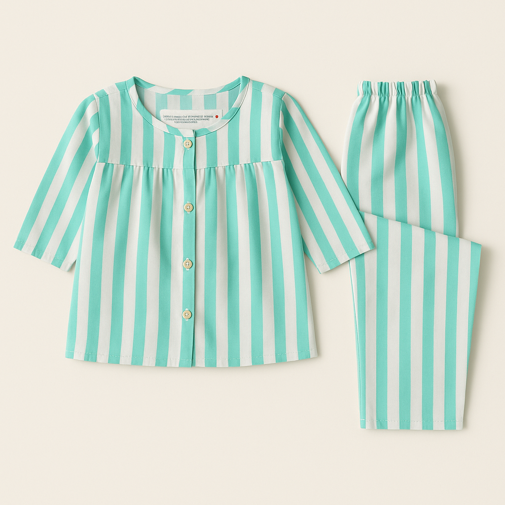 Mint Green Stripes- Night Wear
