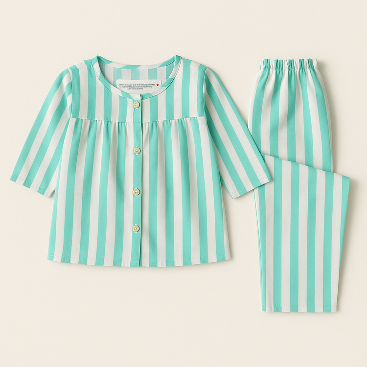 Mint Green Stripes- Night Wear