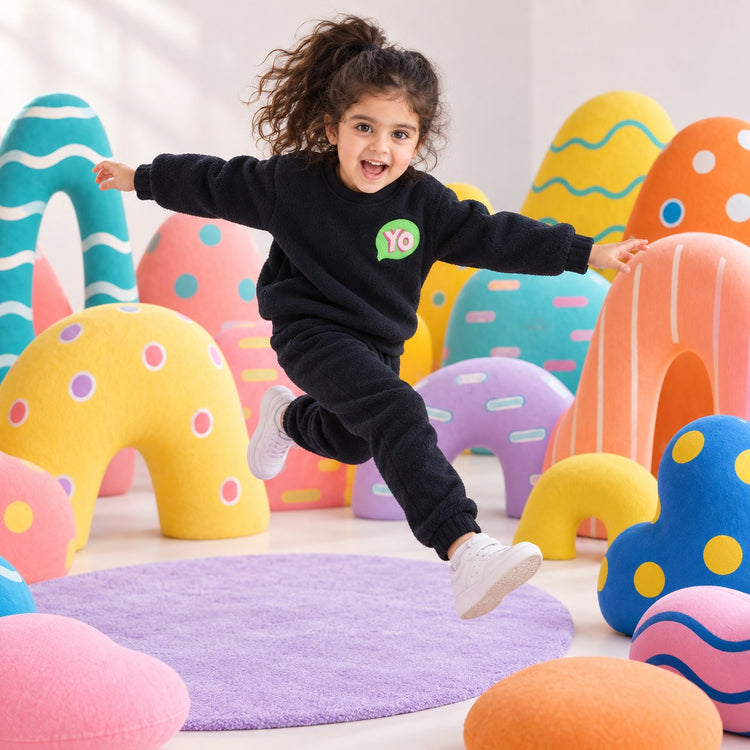 Navy YO Fleece Set on child by Anaario – winter fleecewear
