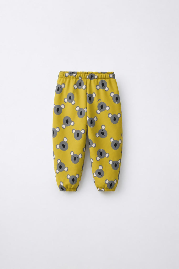 Mustard Koala Jogger Set flat lay by Anaario