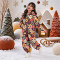Brown Flowers Hooded Barrel Pant Set on girl by Anaario – winter kidswear