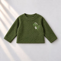 Olive Green Dino Fleece Set top by Anaario
