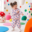 Pink-Blue Rectangle Jogger Set on girl by Anaario – winter kidswear