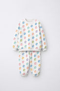 Multi Pastel Dinosaur Barrel Pant Set flat lay by Anaario