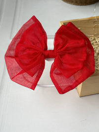 Red Sheer Organza Bow Hairband