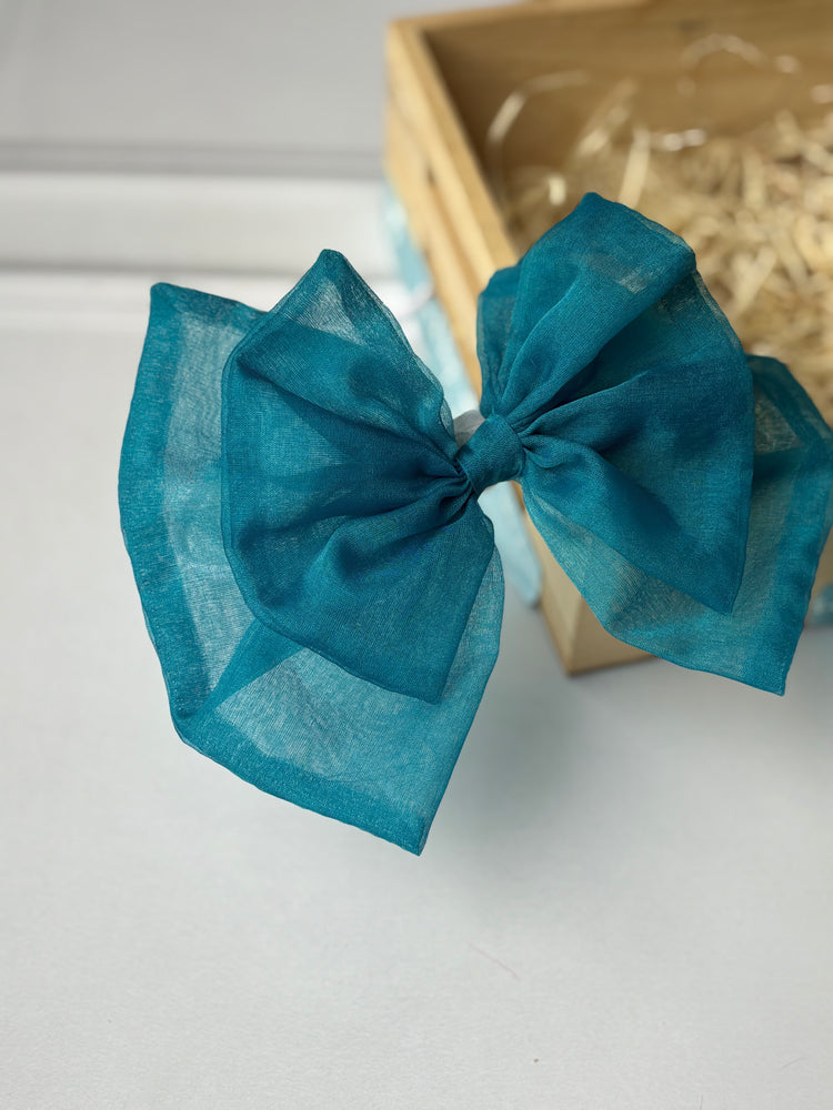 Sea Green Sheer Organza Bow Hairband