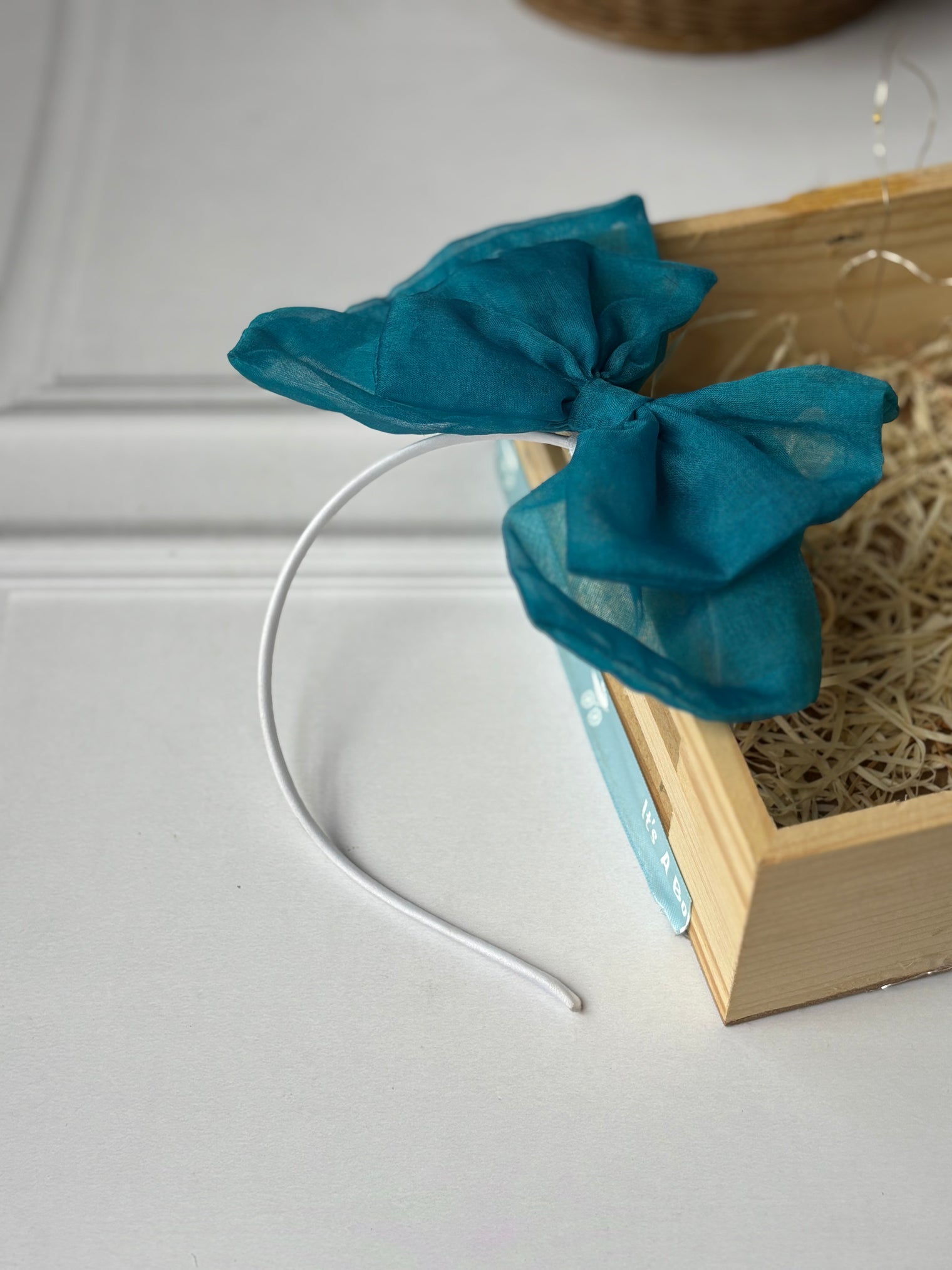 Sea Green Sheer Organza Bow Hairband