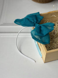 Sea Green Sheer Organza Bow Hairband