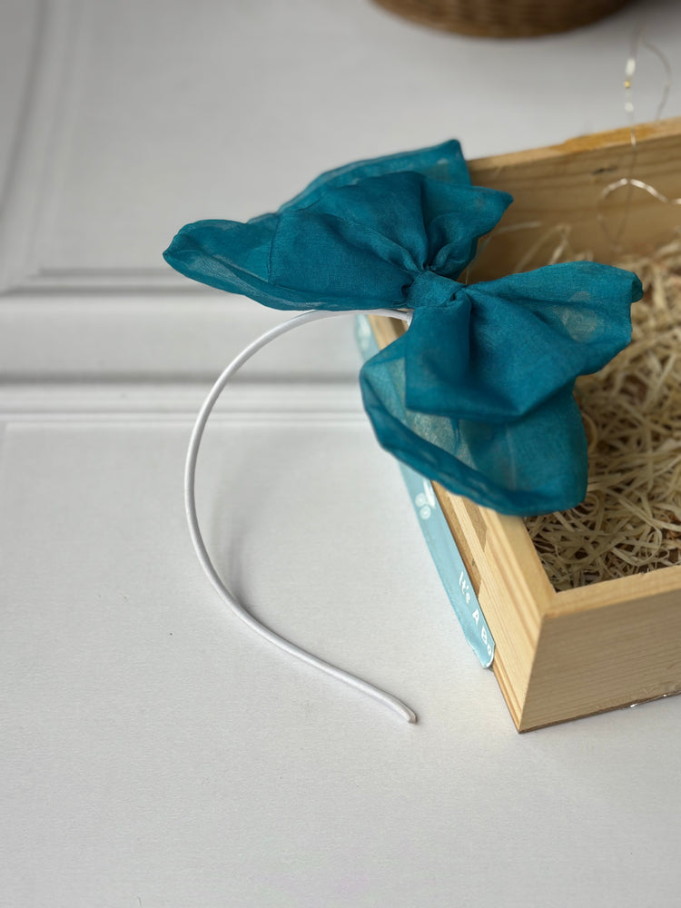 Sea Green Sheer Organza Bow Hairband