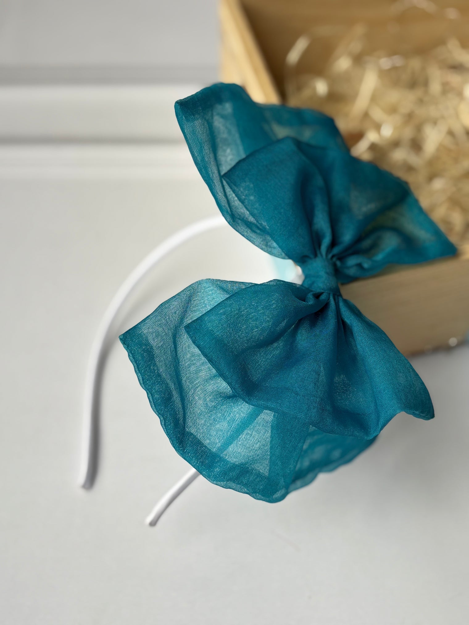 Sea Green Sheer Organza Bow Hairband