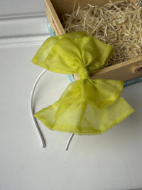 Lime Sheer Organza Bow Hairband