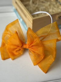 Tangerine Sheer Organza Bow Hairband
