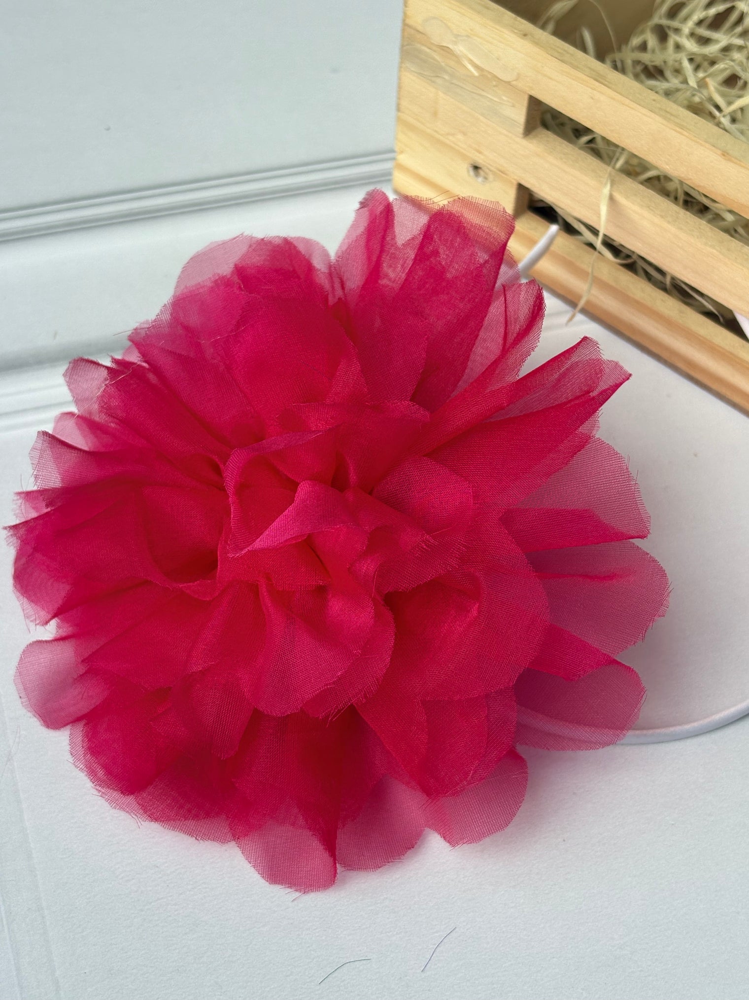 Fuschia Flower Organza Bow Hairband