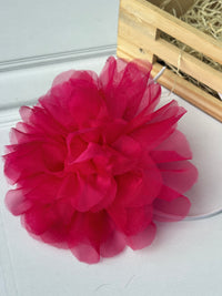 Fuschia Flower Organza Bow Hairband