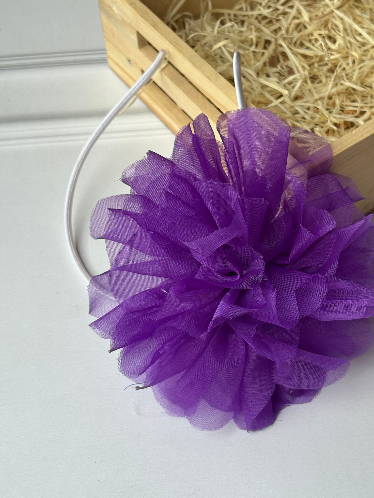 Violet Flower Organza Bow Hairband