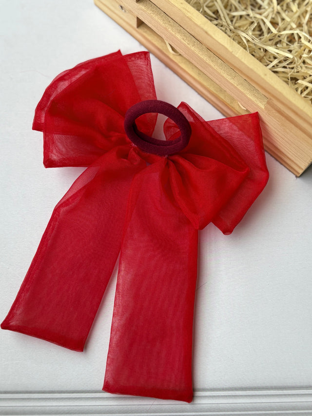 Red Bow Hair Tie
