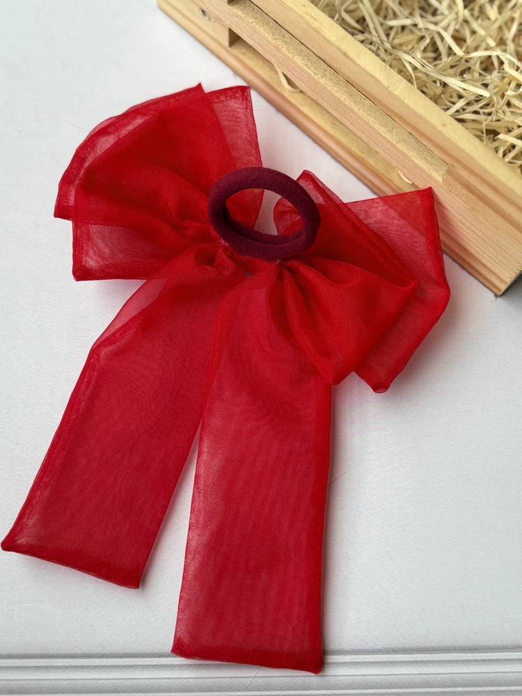 Red Bow Hair Tie