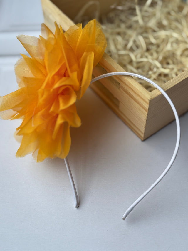 Tangerine Flower Organza Bow Hairband