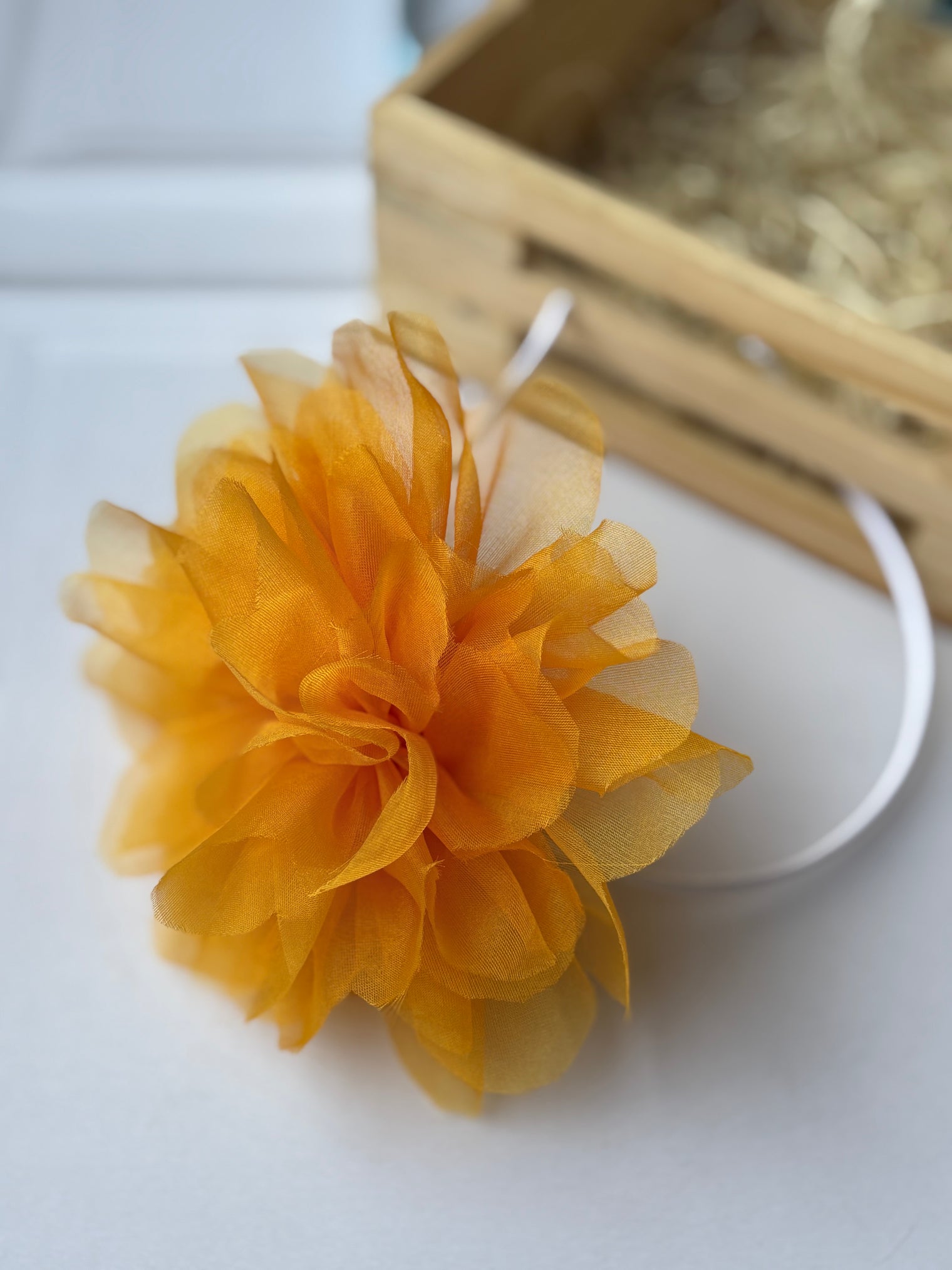 Tangerine Flower Organza Bow Hairband