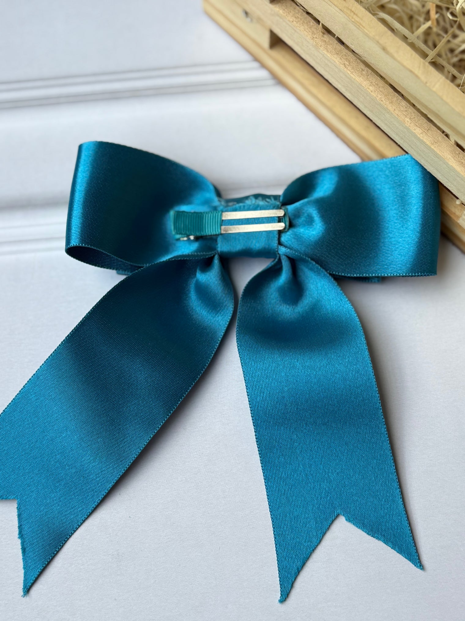 Blue Glow Bow Clip