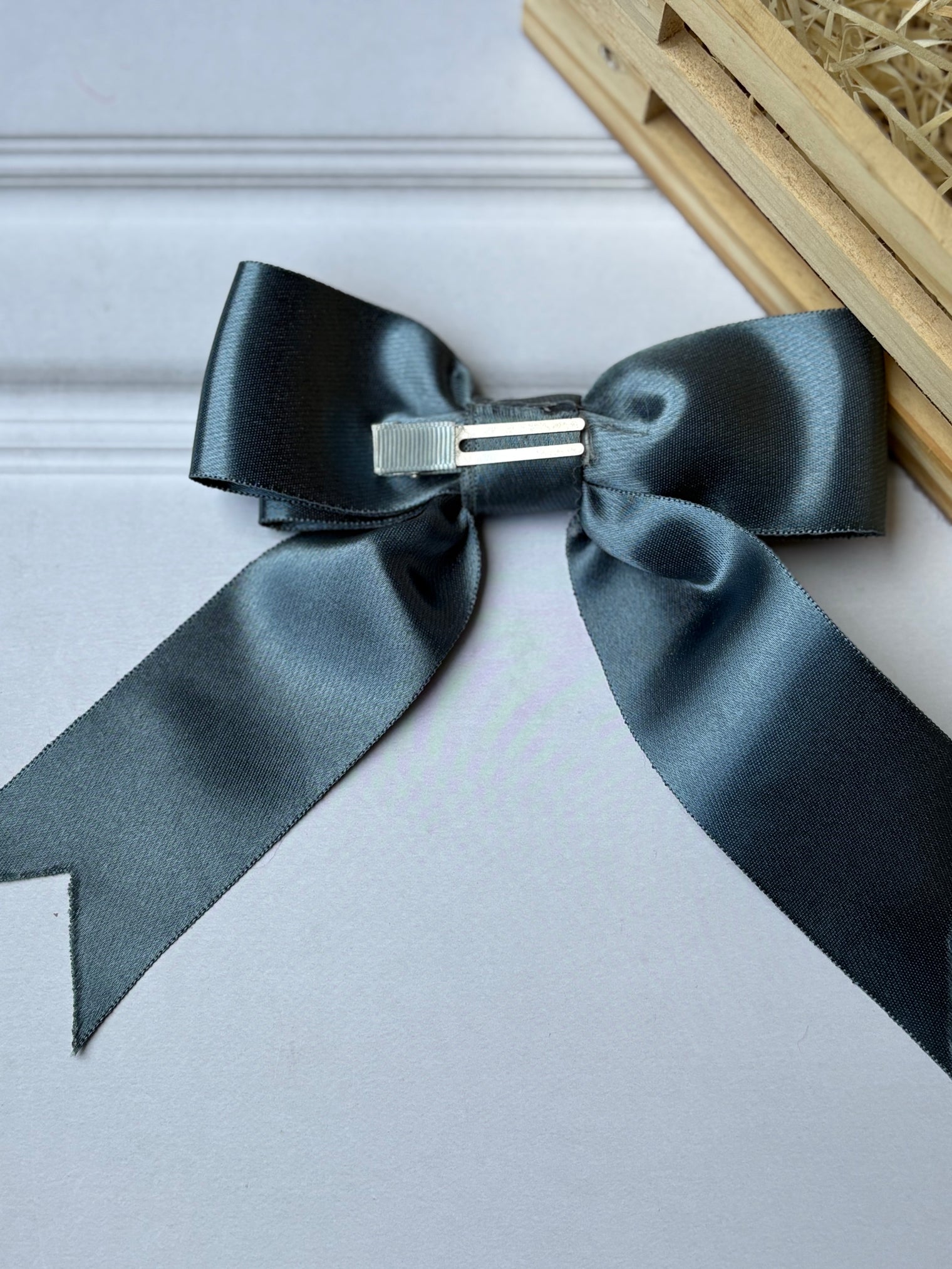 Charcoal Glow Bow Clip