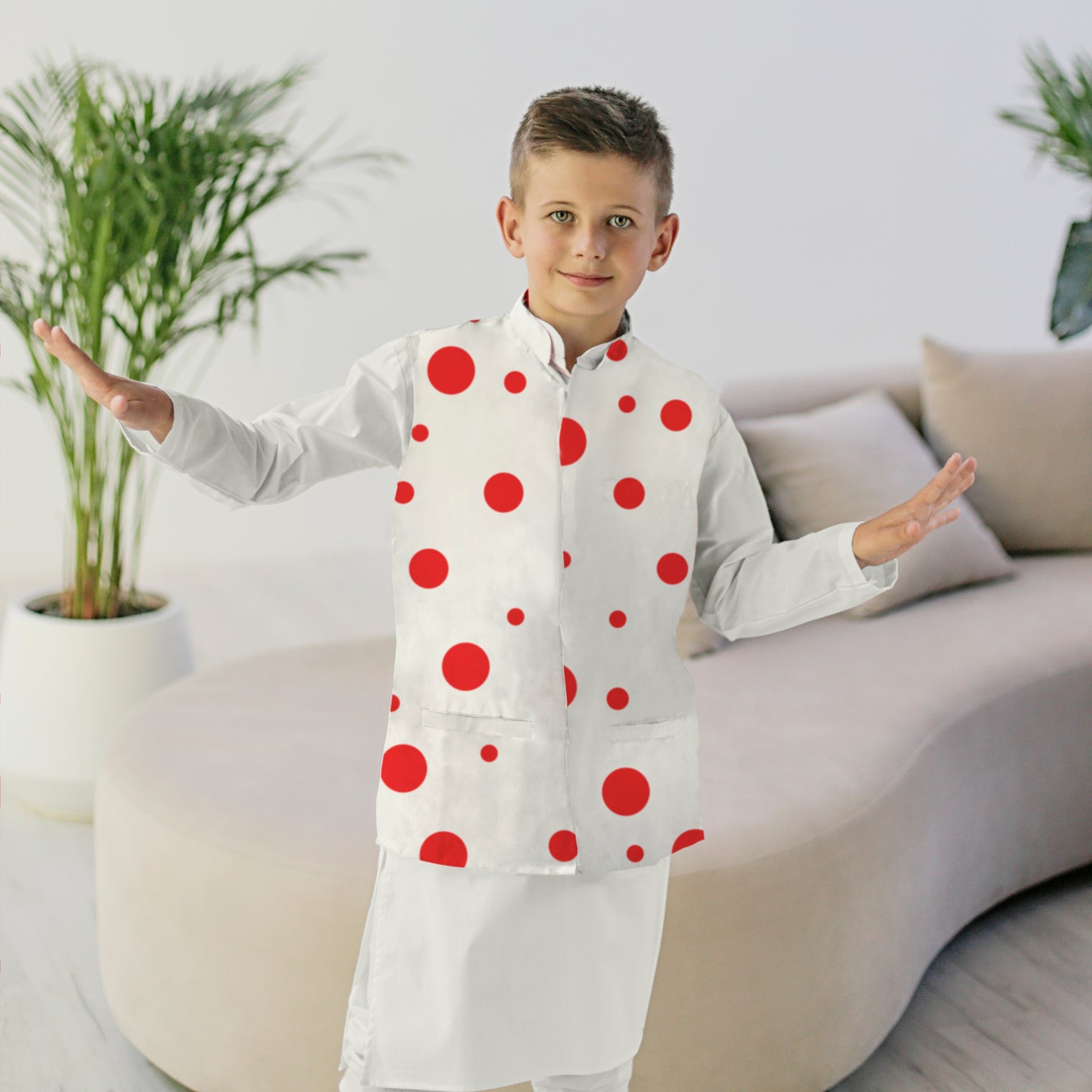 Maharaja Waistcoat - Red Polka Dots