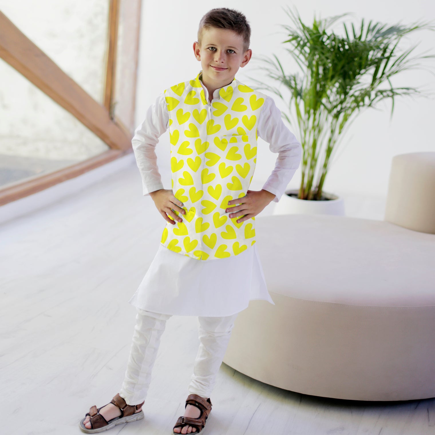 Maharaja Waistcoat - Yellow Hearts