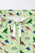 Green Dinosaur Hooded Jogger Set flat lay by Anaario