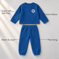 Cobalt Blue Varsity Fleece Set feature highlights by Anaario – super soft, warm cotton fleece, no lining