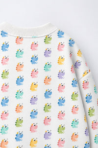 Multi Pastel Dinosaur Barrel Pant Set flat lay by Anaario